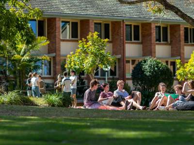 Students relaxing outdoors