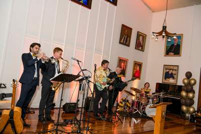 Band playing at a college event