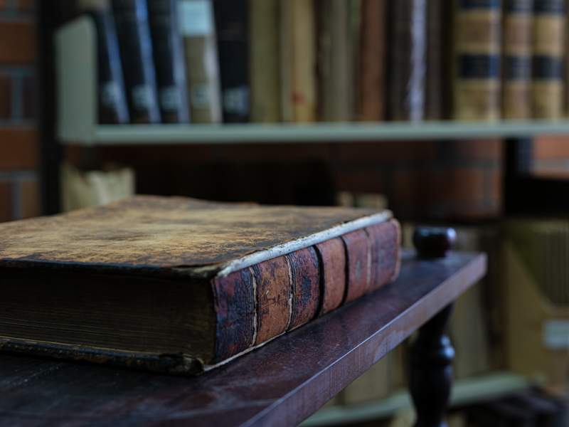 Photograph of a historic book in the St Johns College Library