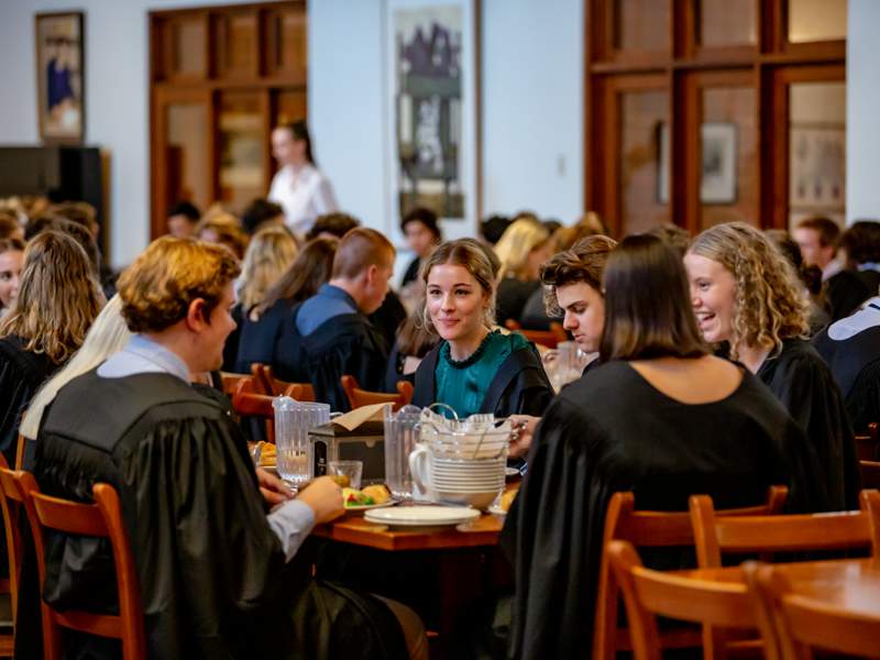 Students in the dining hall