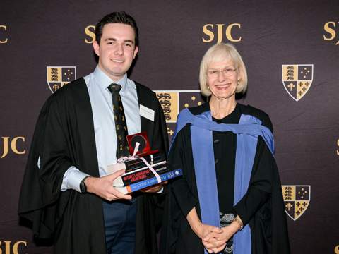 UQ Vice Chancellor and President, Professor Deborah Terry AO, and 2021 Dux, Piers Herring