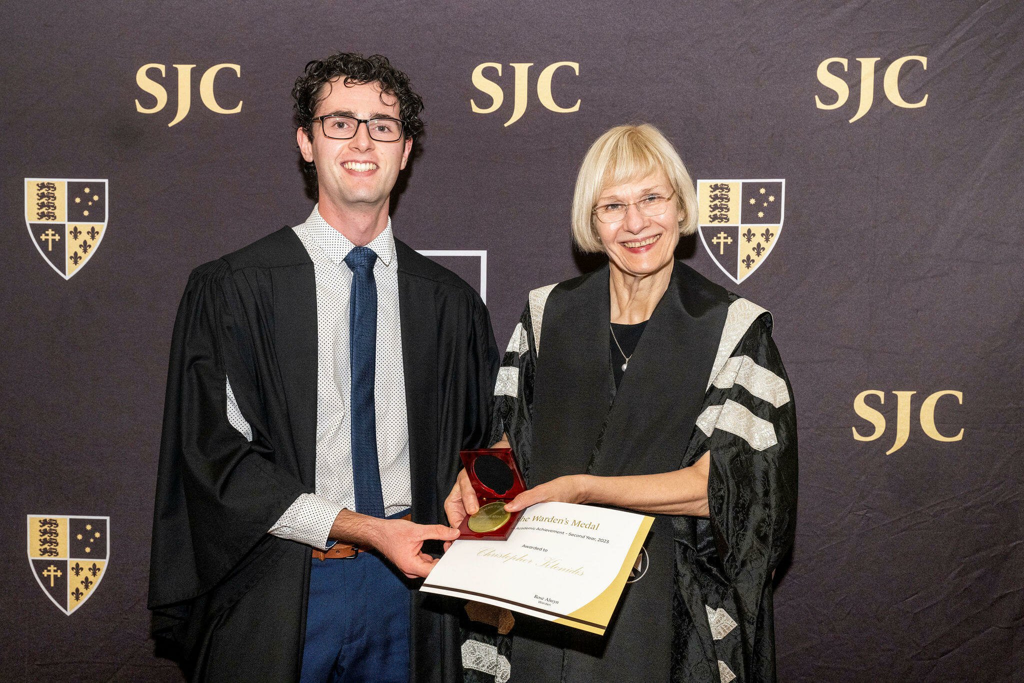Chris Ktenidis with Professor Deborah Terry AC, Vice-Chancellor and President of UQ